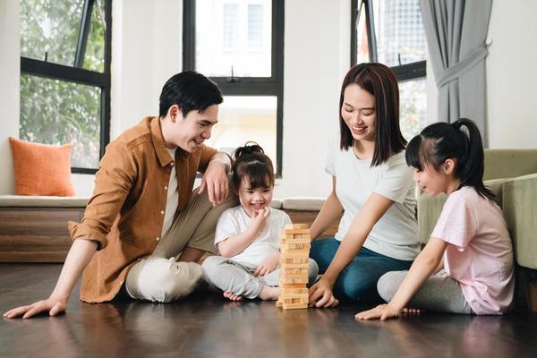 young asian family at home photo